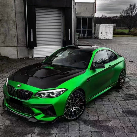 matte chrome green car wrap on a vehicle
