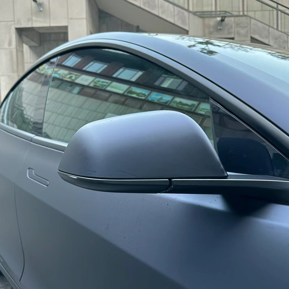 Matte Black Blue Car Wrap