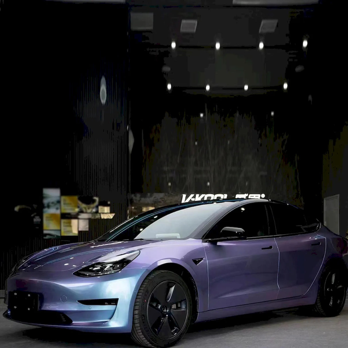 metal gray purple wrap on a car