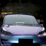 metal gray purple vinyl wrap installed on a car