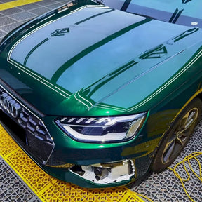 car wrapped in metallic agate green car wrap