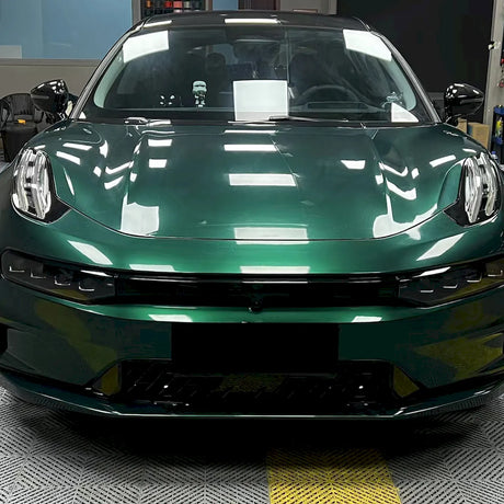 car being wrapped in metallic agate green vinyl wrap