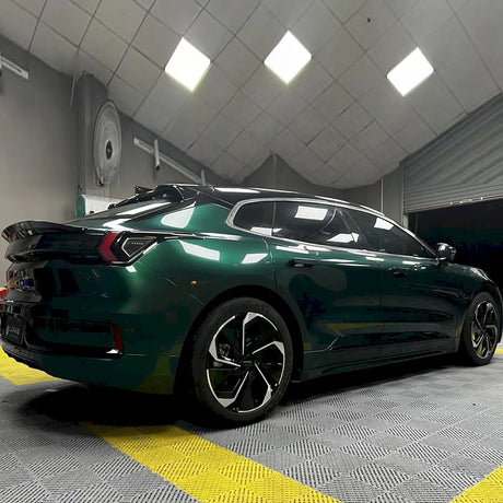 luxury car wrapped in metallic agate green vinyl car wrap