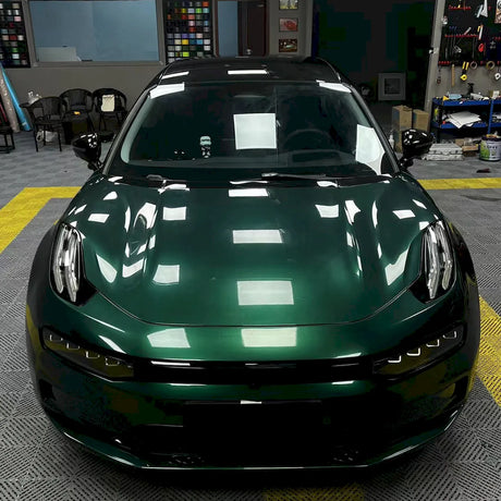 sports car wrapped in agate green glossy car wrap