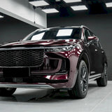 car wrapped in metallic black rose vinyl wrap