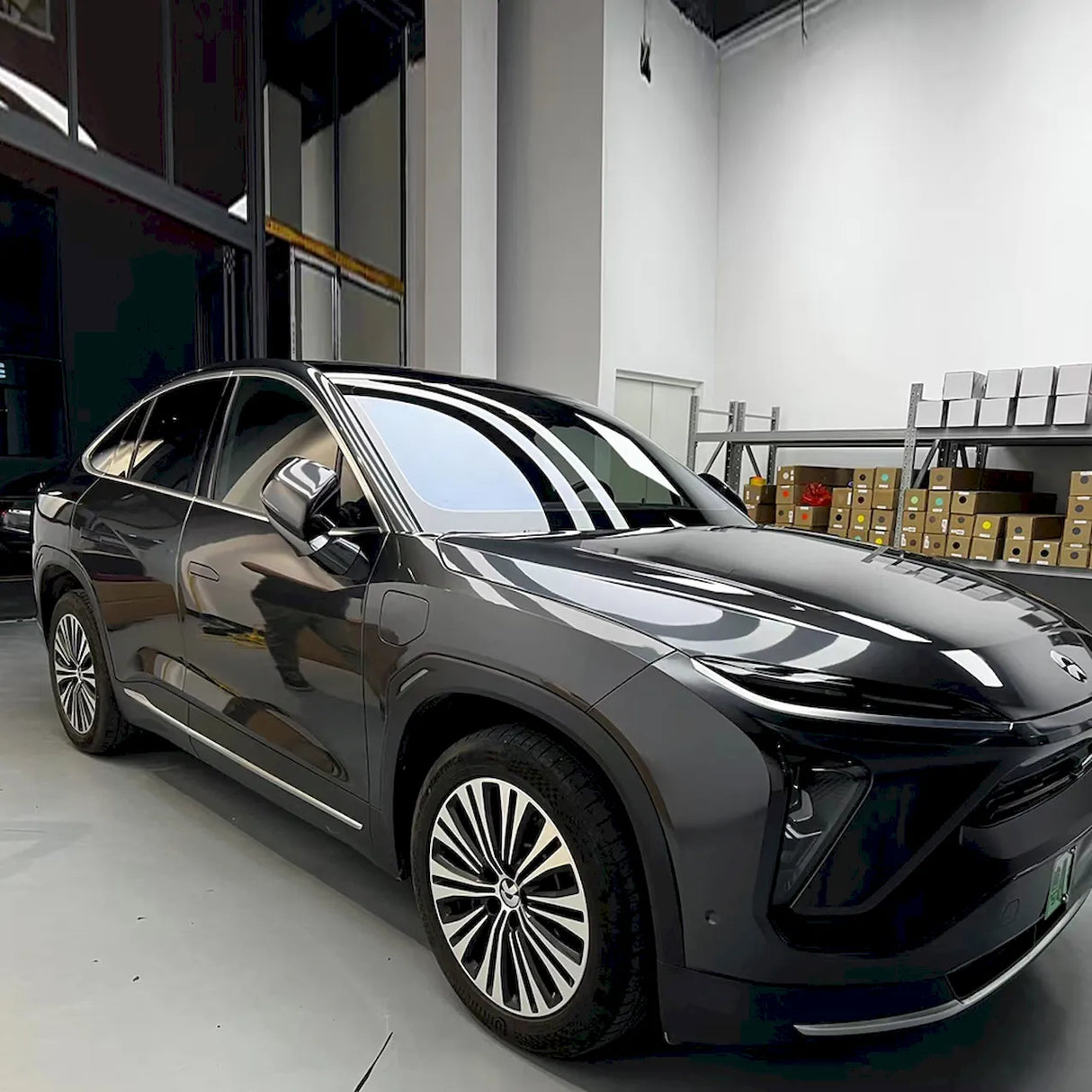 metallic coal gray vinyl wrap installed