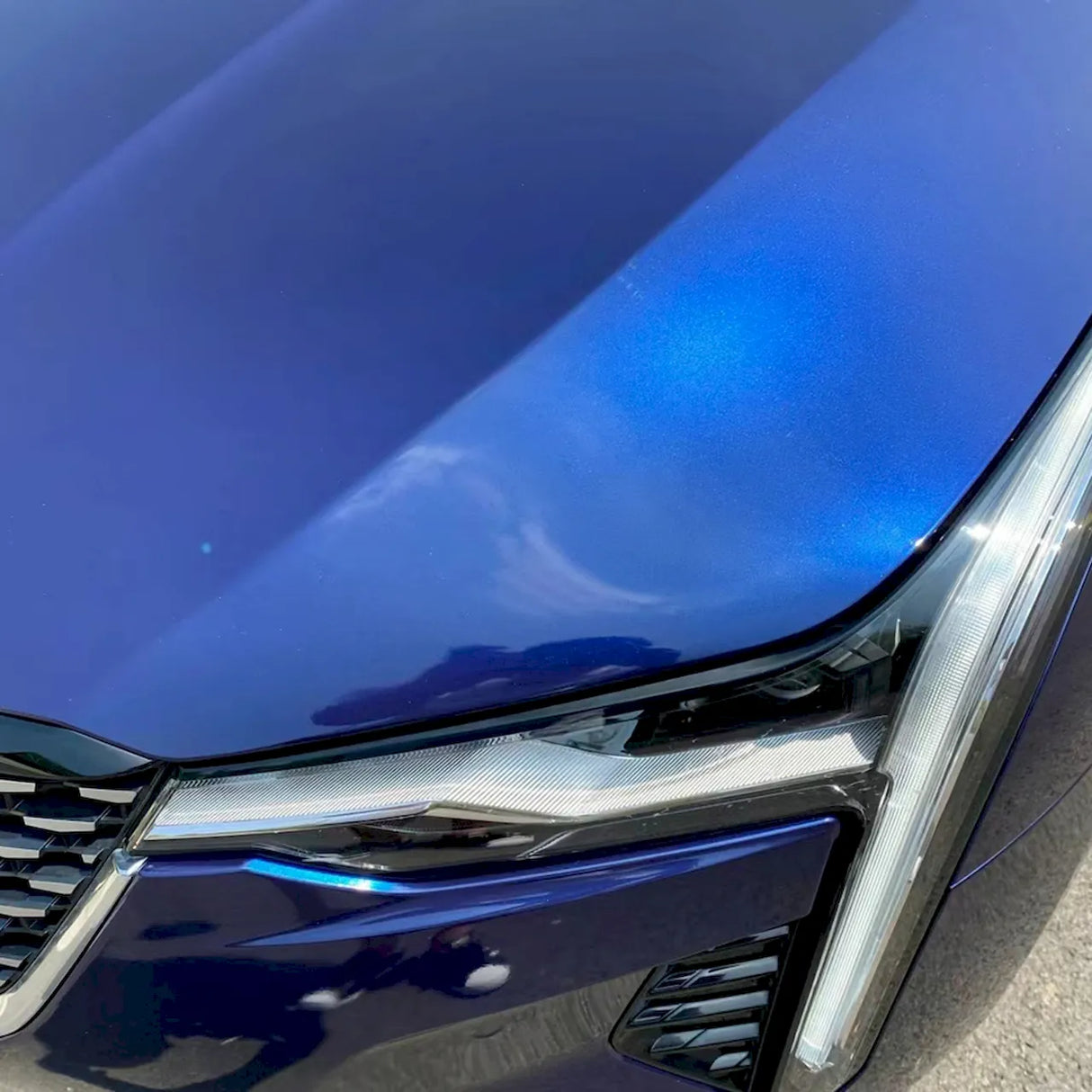 metallic gentian blue car wrap installed