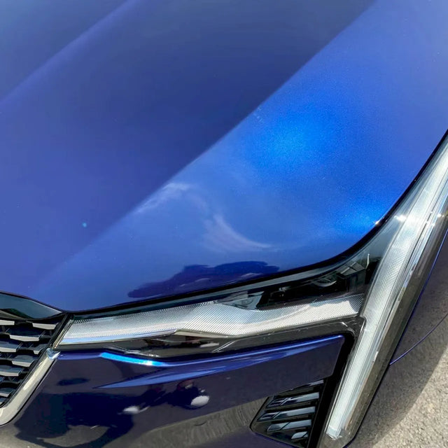 metallic gentian blue car wrap installed