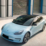 car wrapped in metallic ice blue wrap
