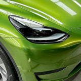close up look of metallic mamba green car wrap