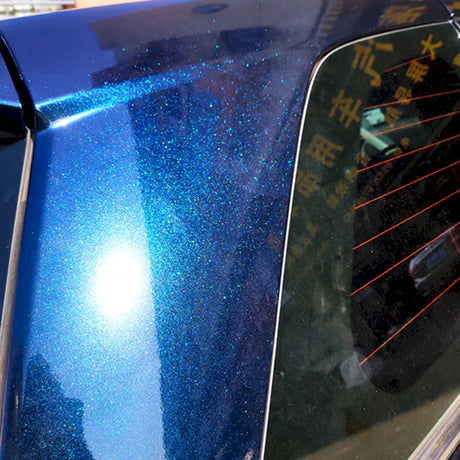 metallic midnight blue car wrap up close look