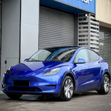 car wrapped in metallic portimand blue car vinyl wrap
