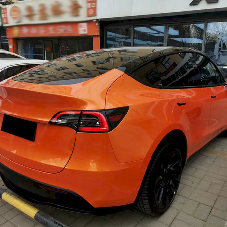 metallic racing golden orange gloss car wrap