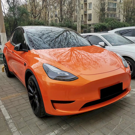 metallic racing golden orange car vinyl wrap