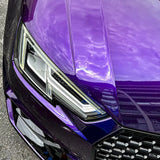 metallic venice purple car wrap installed on a vehicle