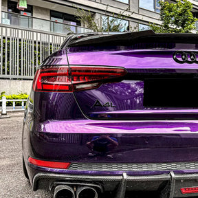 up close look of a car wrapped in metallic venice purple car wrap