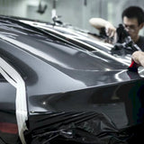 metallic volcano gray vinyl wrap being installed