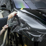 car getting wrapped in metallic volcano gray car wrap