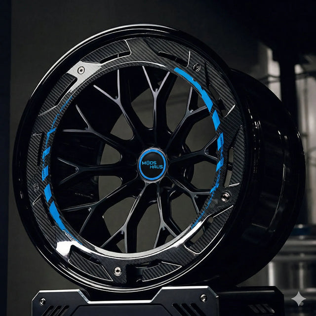 mods haus mh-003CF two-piece forged wheels with carbon fiber aero