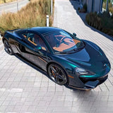 midnight green car wrap installed on a sports car