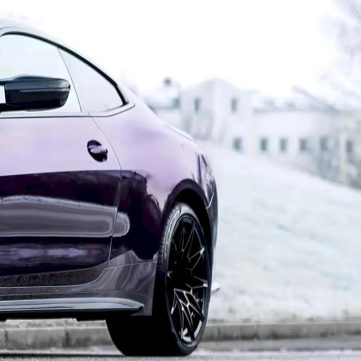 metallic midnight purple color on a wrapped car