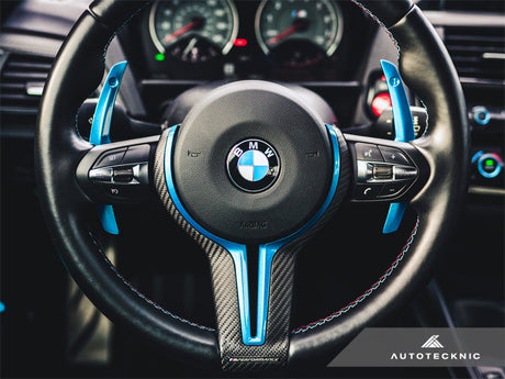 color matched painted bmw f8x steering wheel blue trim by autotecknic