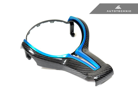 painted carbon fiber steering wheel trim for bmw m5 f10 in monte carlo blue by autotecknic