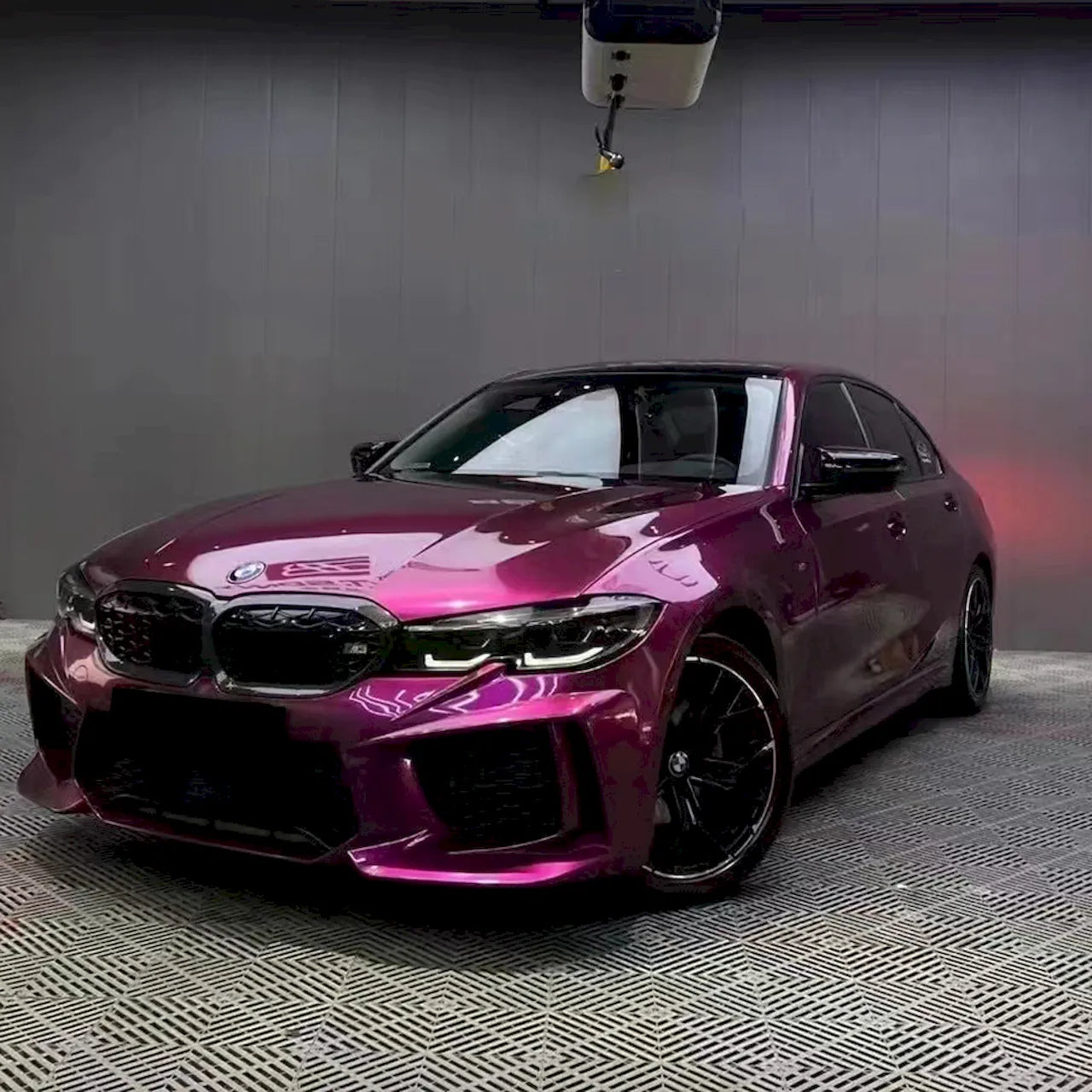 pearl purple gloss car wrap installed on a vehicle