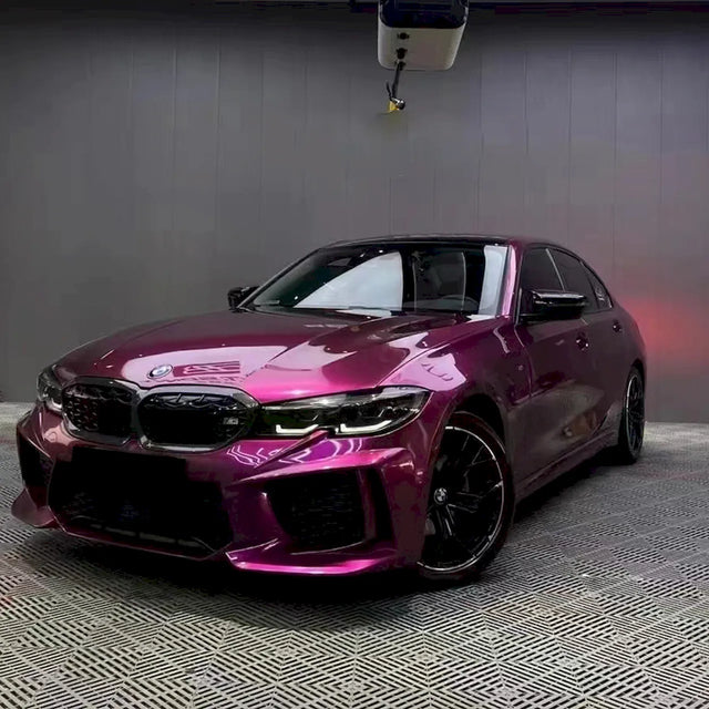 pearl purple gloss car wrap installed on a vehicle