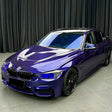 car wrapped in royal indigo blue wrap