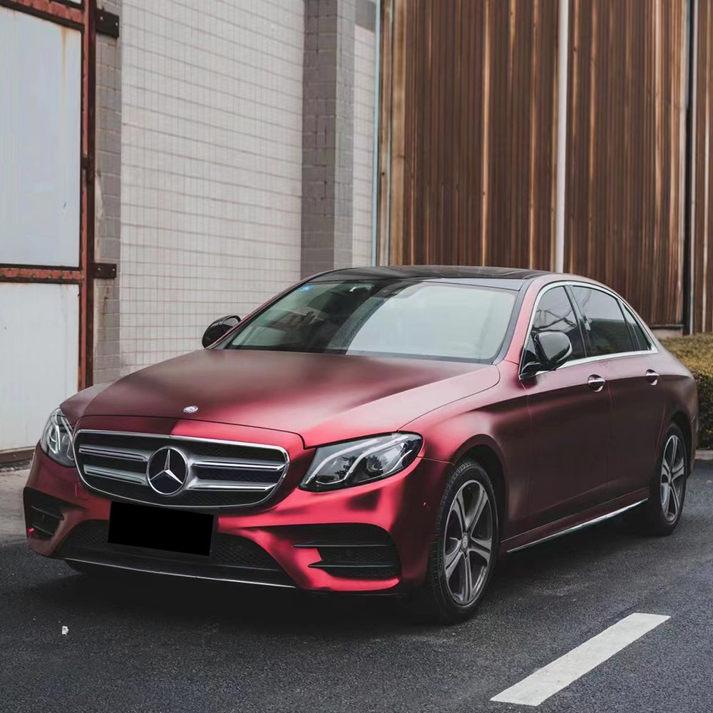 satin romance red car wrap