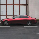 satin romance red car wrap side shot