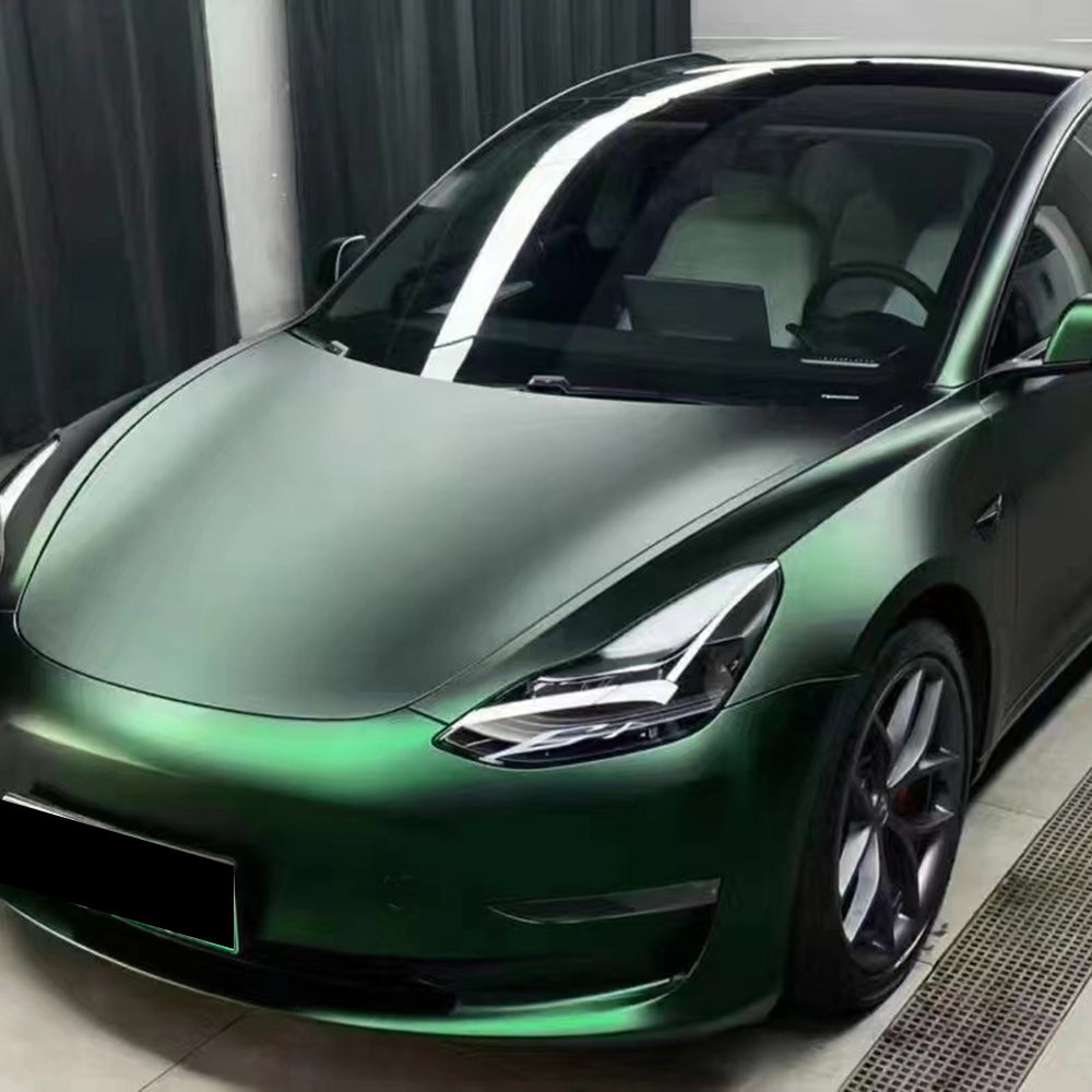 satin venom green car vinyl installed
