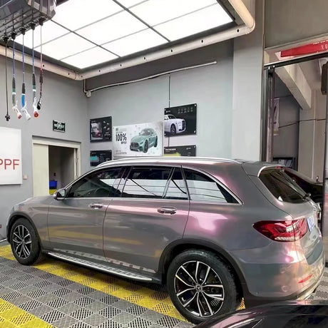 car wrapped in stars phantom metallic pink gray car wrap