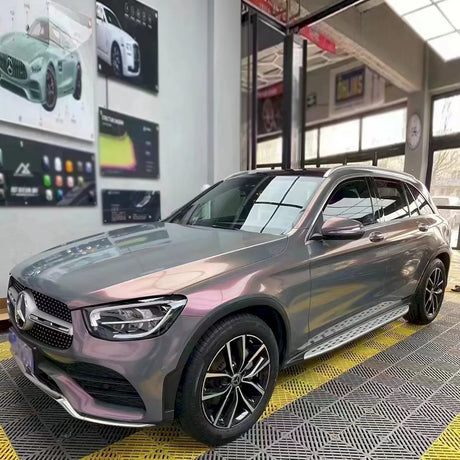 suv wrapped in stars phantom pink gray car wrap