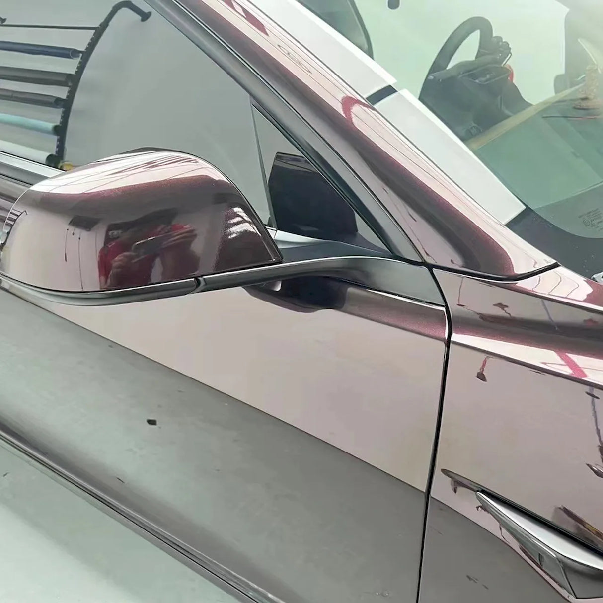 tourmalie red vinyl installed on a car
