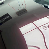 up close look at tourmalie red car wrap