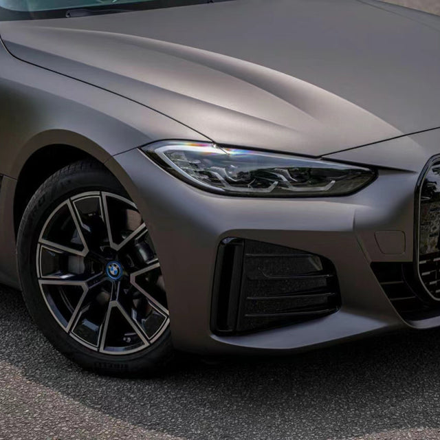 close up look of ultimate matte meteorite gray car wrap