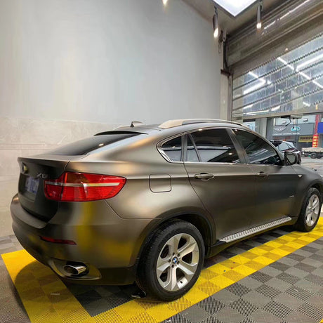 ultra matte coffee brown car wrap on a vehicle
