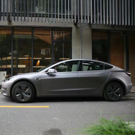 car wrapped in ultra matte dark grey car wrap